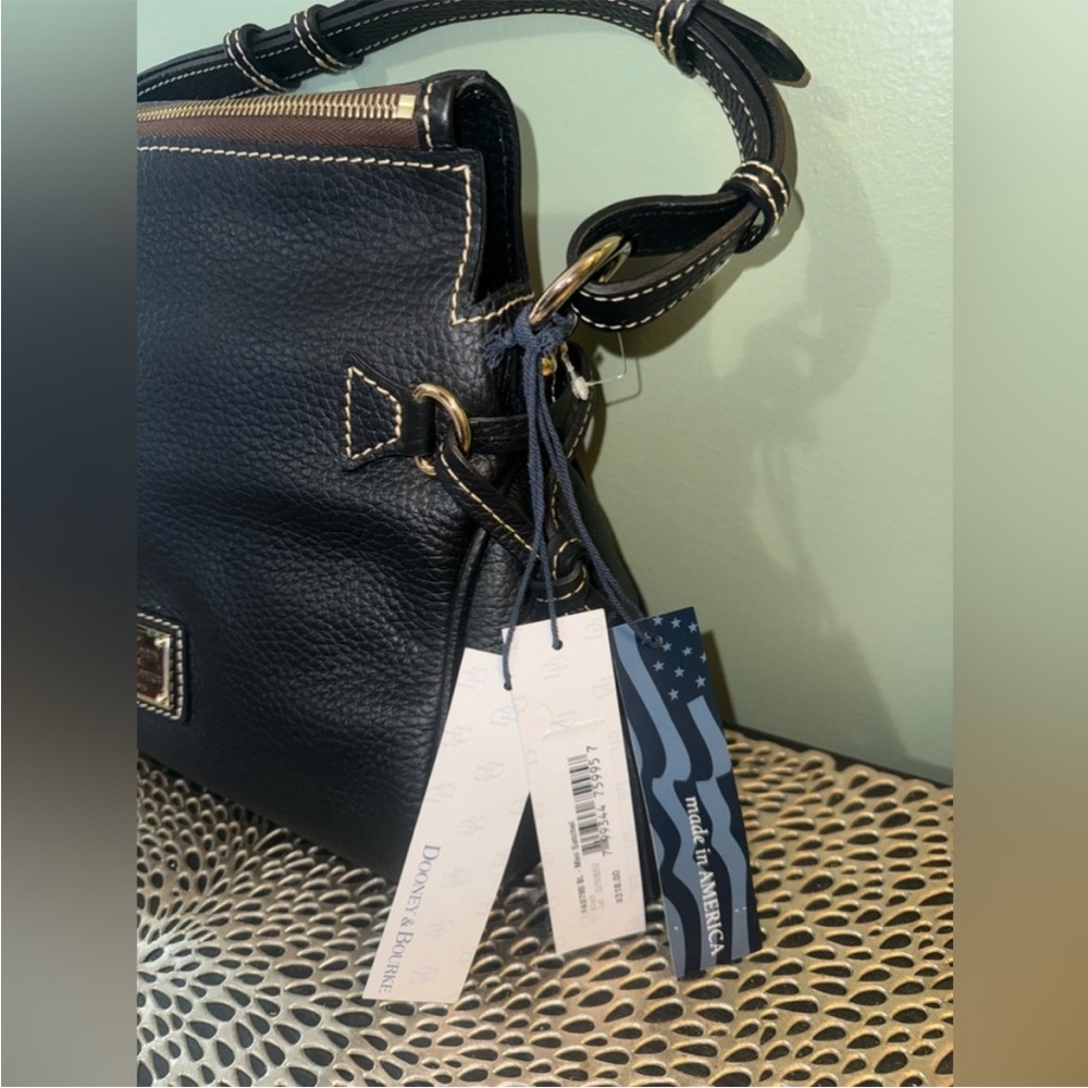 Dooney & Bourke Black Leather Satchel Bag with Tassels - Picture 7 of 13